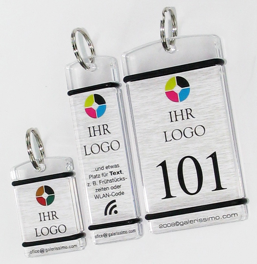 Aluminiumschlüsselanhänger mit farbigem Logo